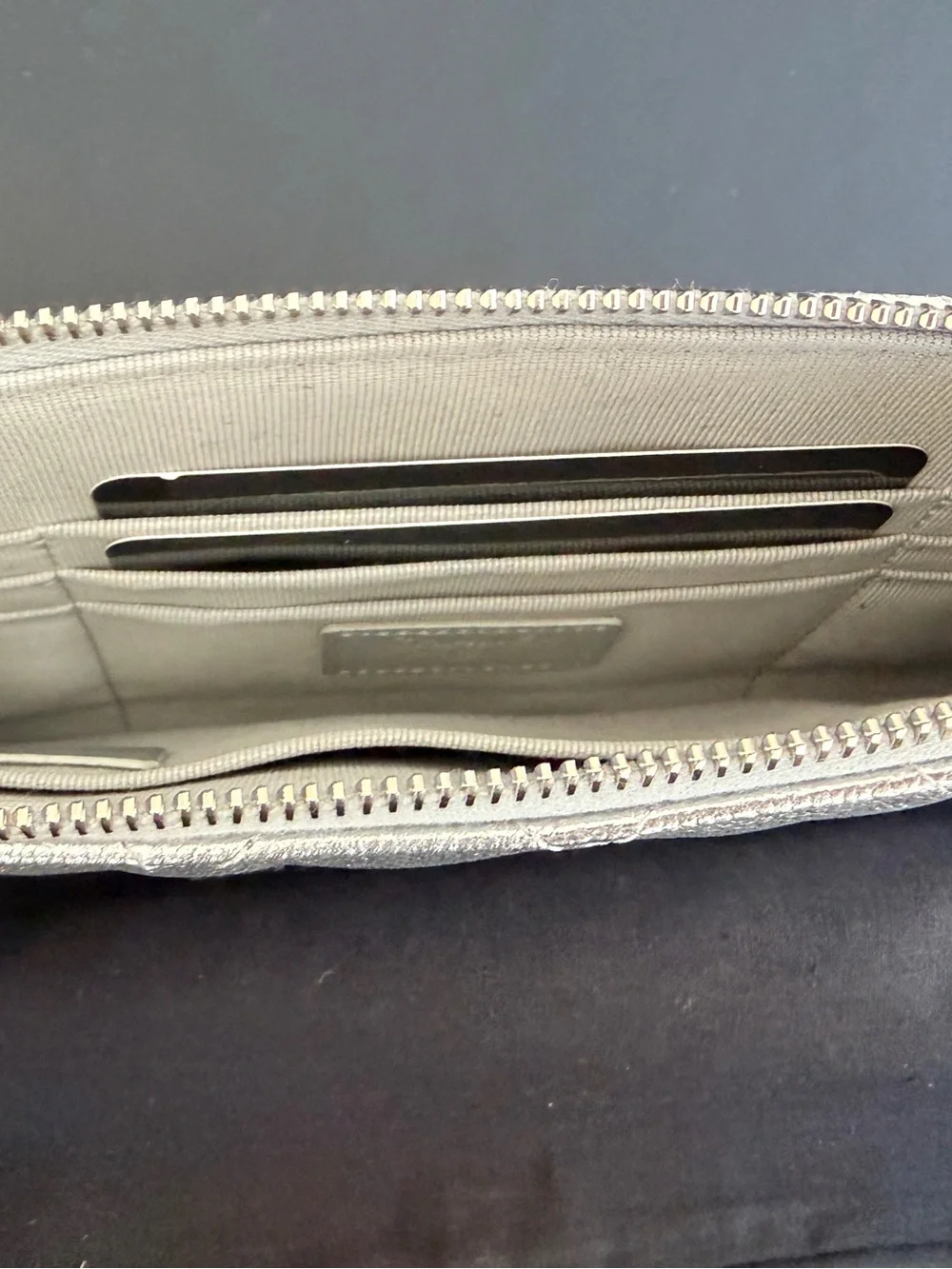 CHANEL Small O Case Silver Quilted CC Zip Pouch